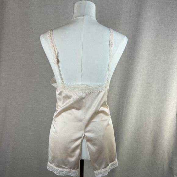 VTG Jenelle Womens Satin Babydoll Cami Size XL Lace Trim Coquette Pink Feminine - Picture 6 of 11